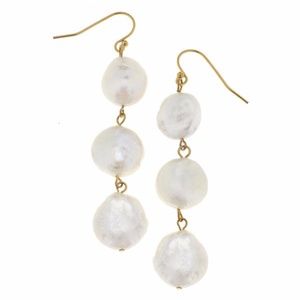 COPY - Susan Shaw TRIPLE TIER PEARL DROP EARRINGS